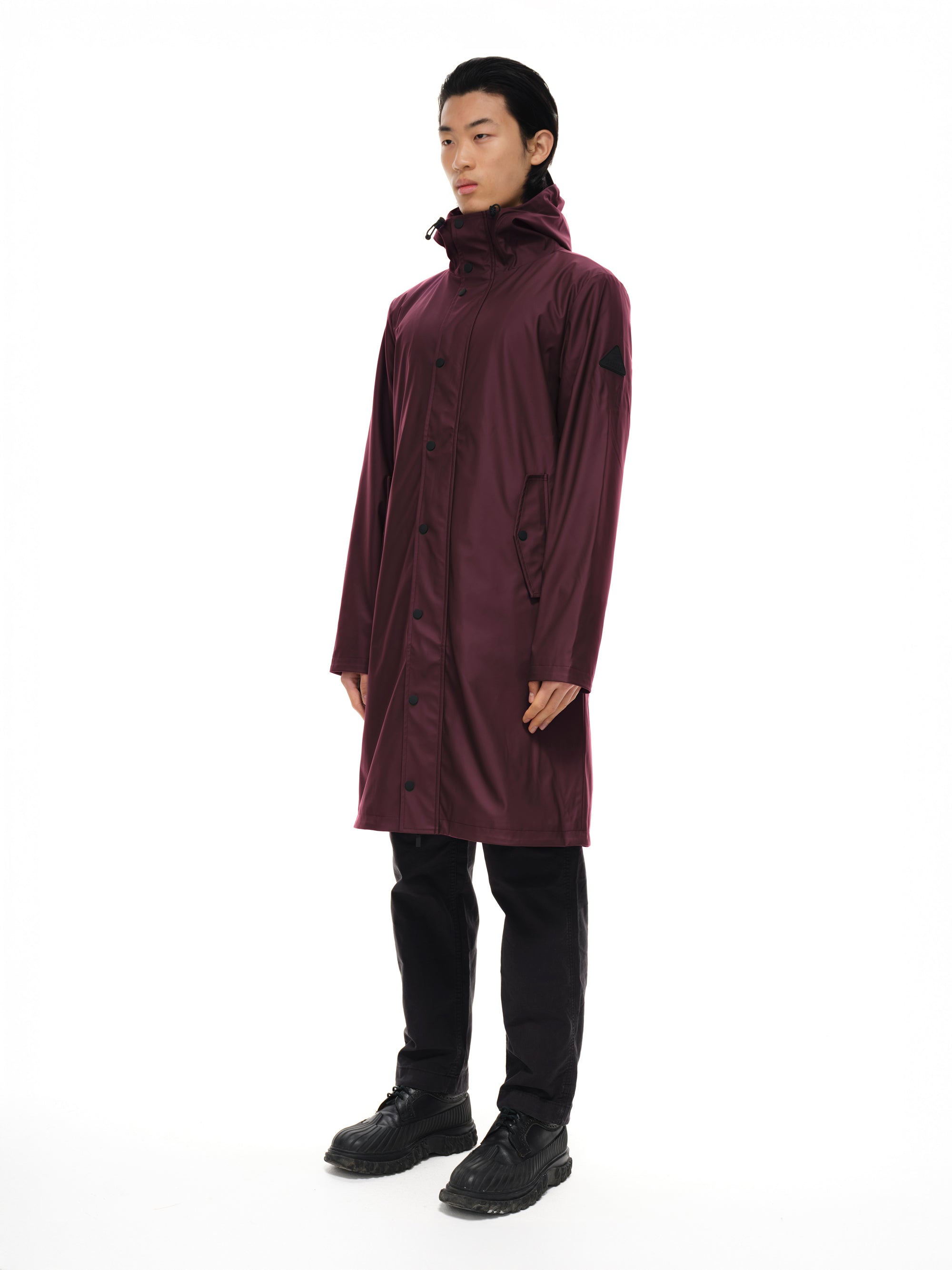 Jacobson Mens Long Line PU Coat - Wine