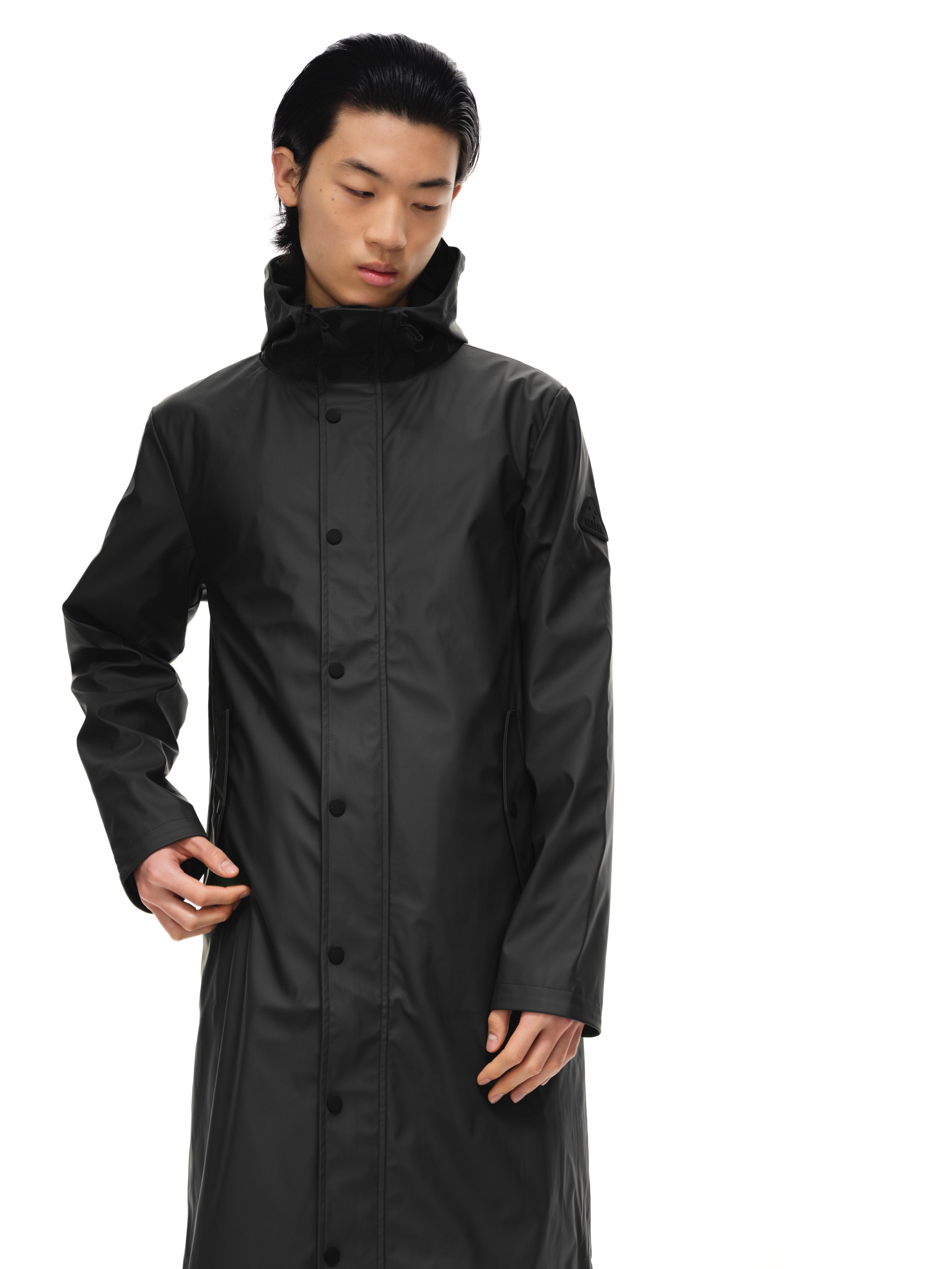 Jacobson Mens Long Line PU Coat - Black