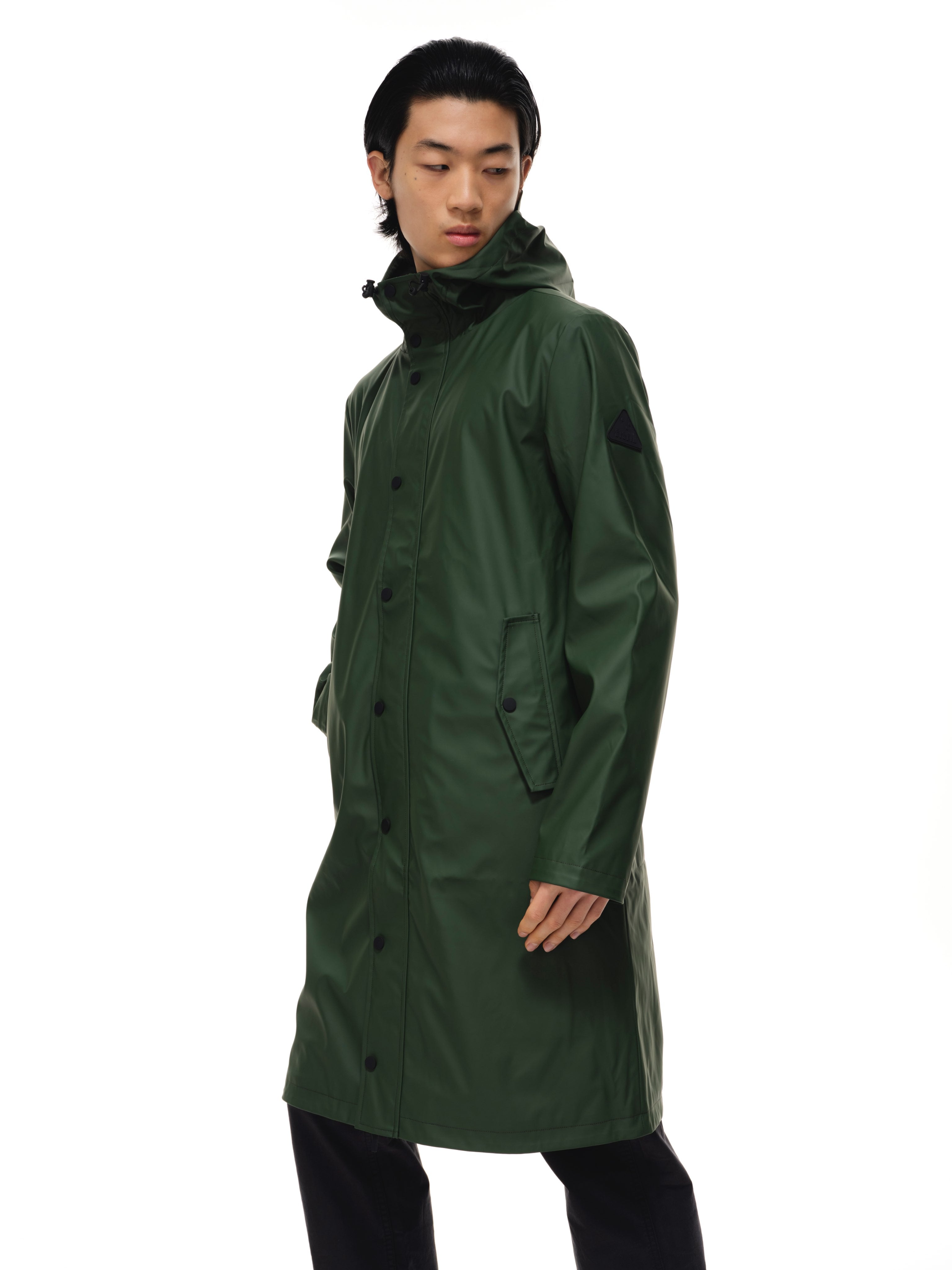 Jacobson Mens Long Line PU Coat - Ivy